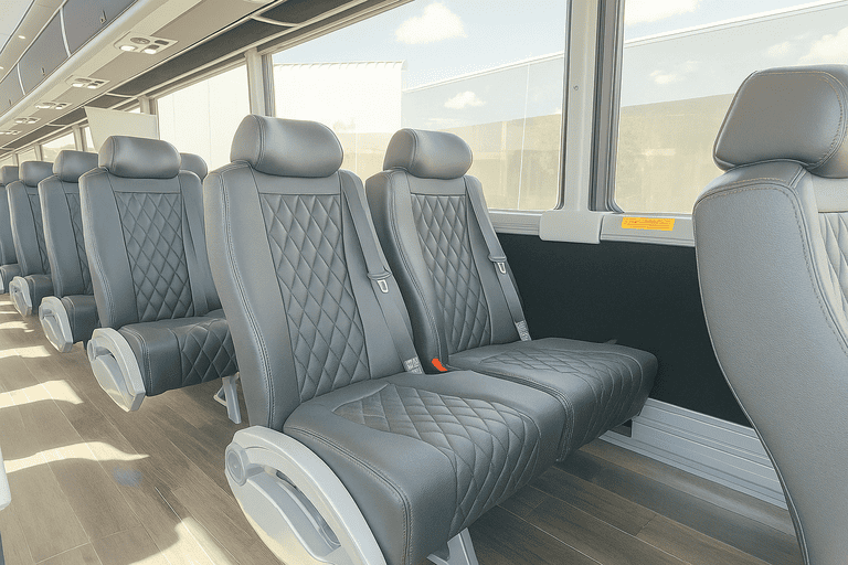 interior of Carson Minibus Company charter bus