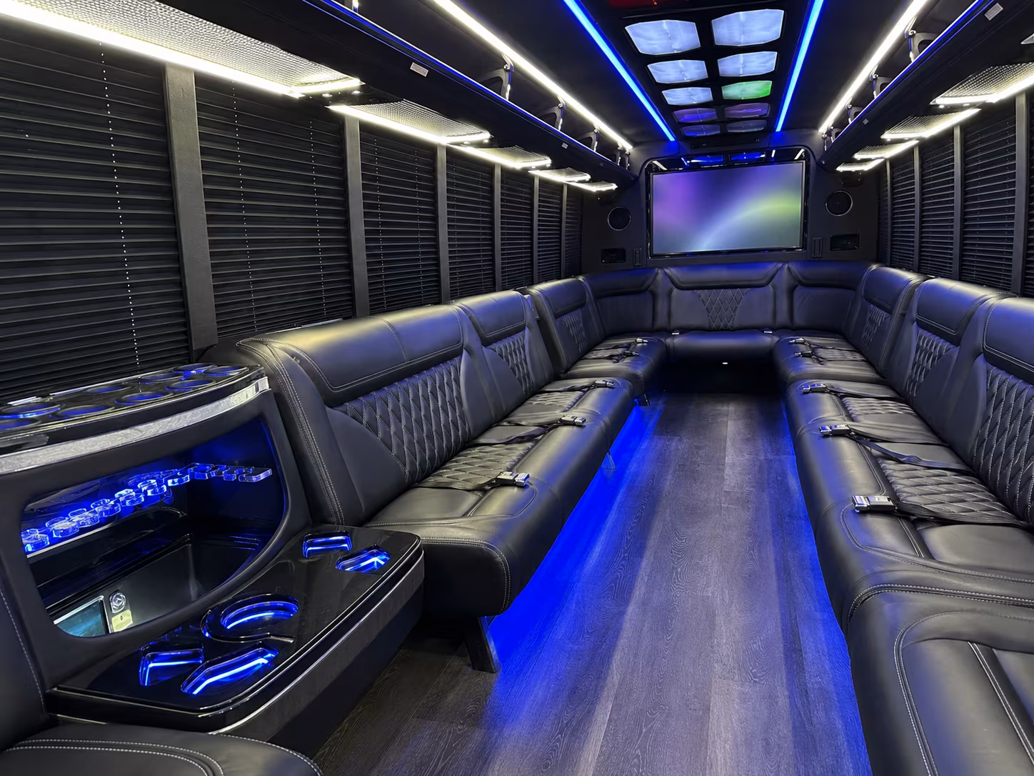 carson 20 passenger party bus inside