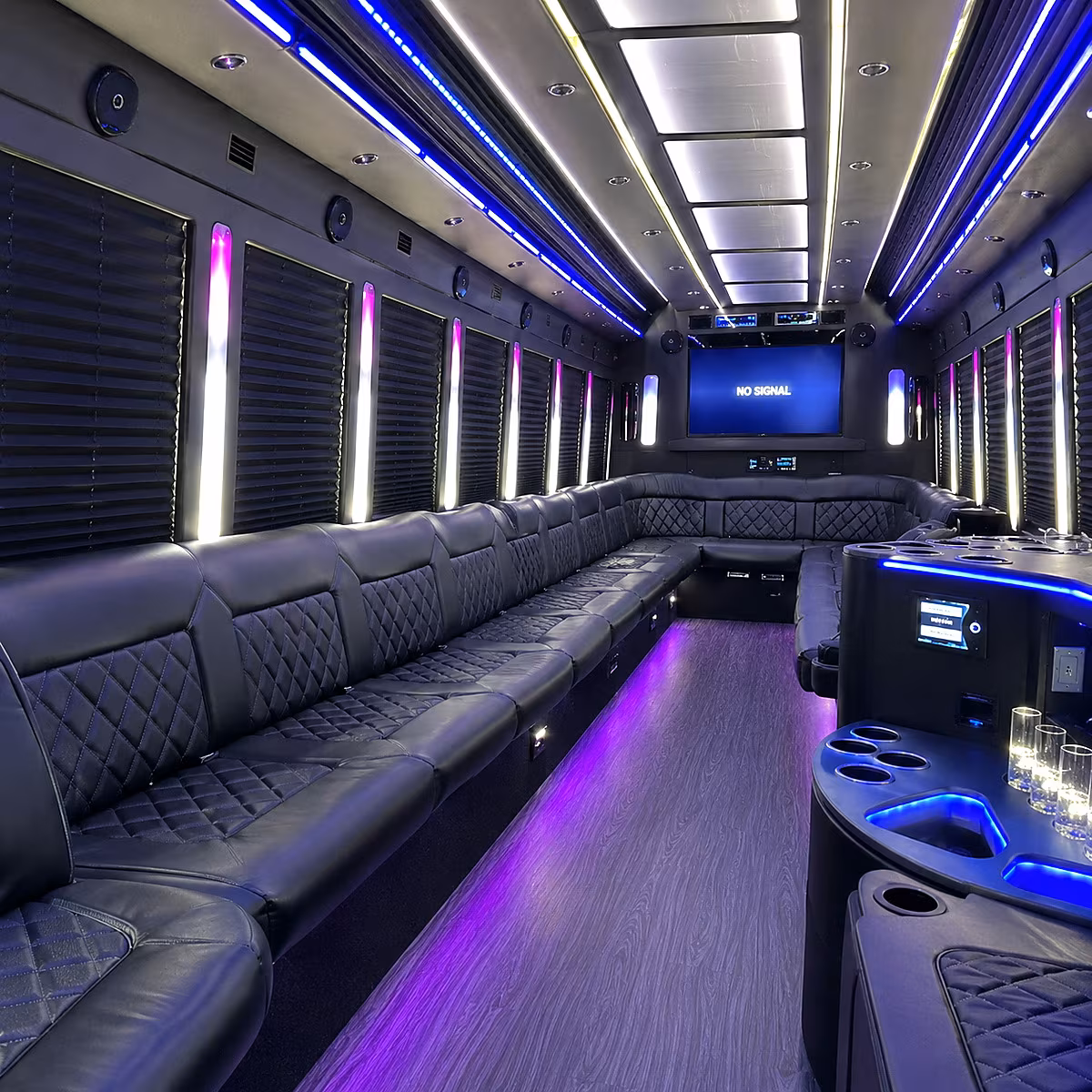 carson 30 passenger party bus inside